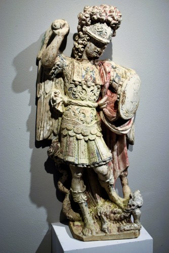 Sculpture Sculpture en pierre - L'archange Michel - Venise XVIIe siècle